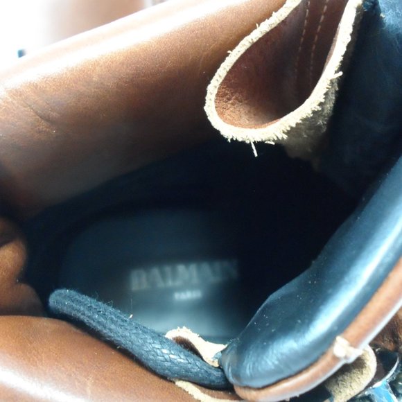 NIB$1450 BALMAIN RANGER EMBOSSED LOGO LEATHER COMBAT DUAL ZIPPERS BOOTS 43 10 - Picture 14 of 16